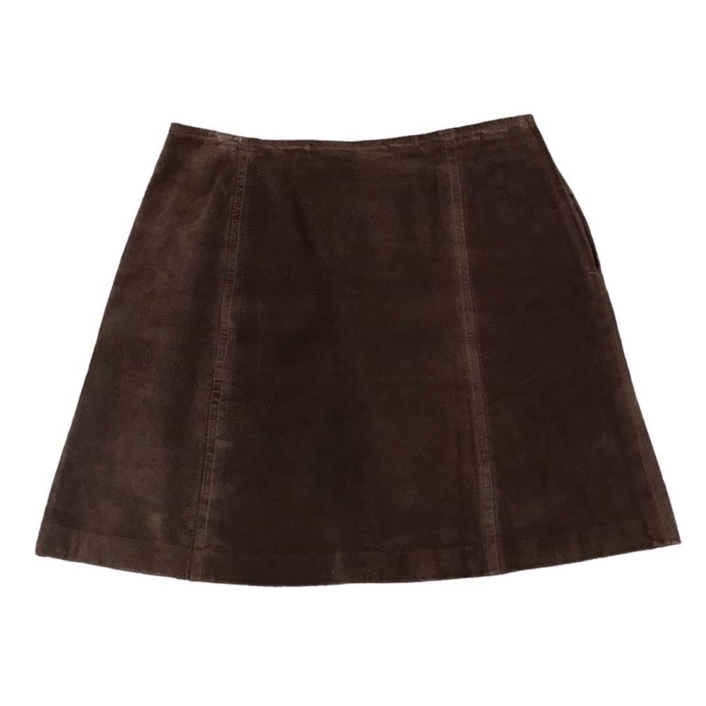 Vintage Kathy Ireland Sportswear Suede Leather Mini Skirt Brown Size 8